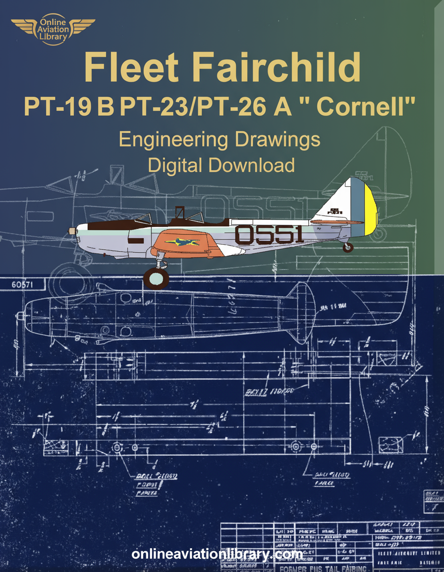 Fleet Fairchild PT-19 Cornell Aircraft Blueprints Banner