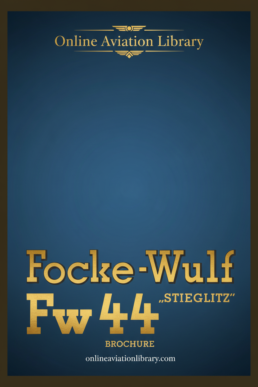 Focke-Wulf Fw 44 Stieglitz Prospekt Cover Page
