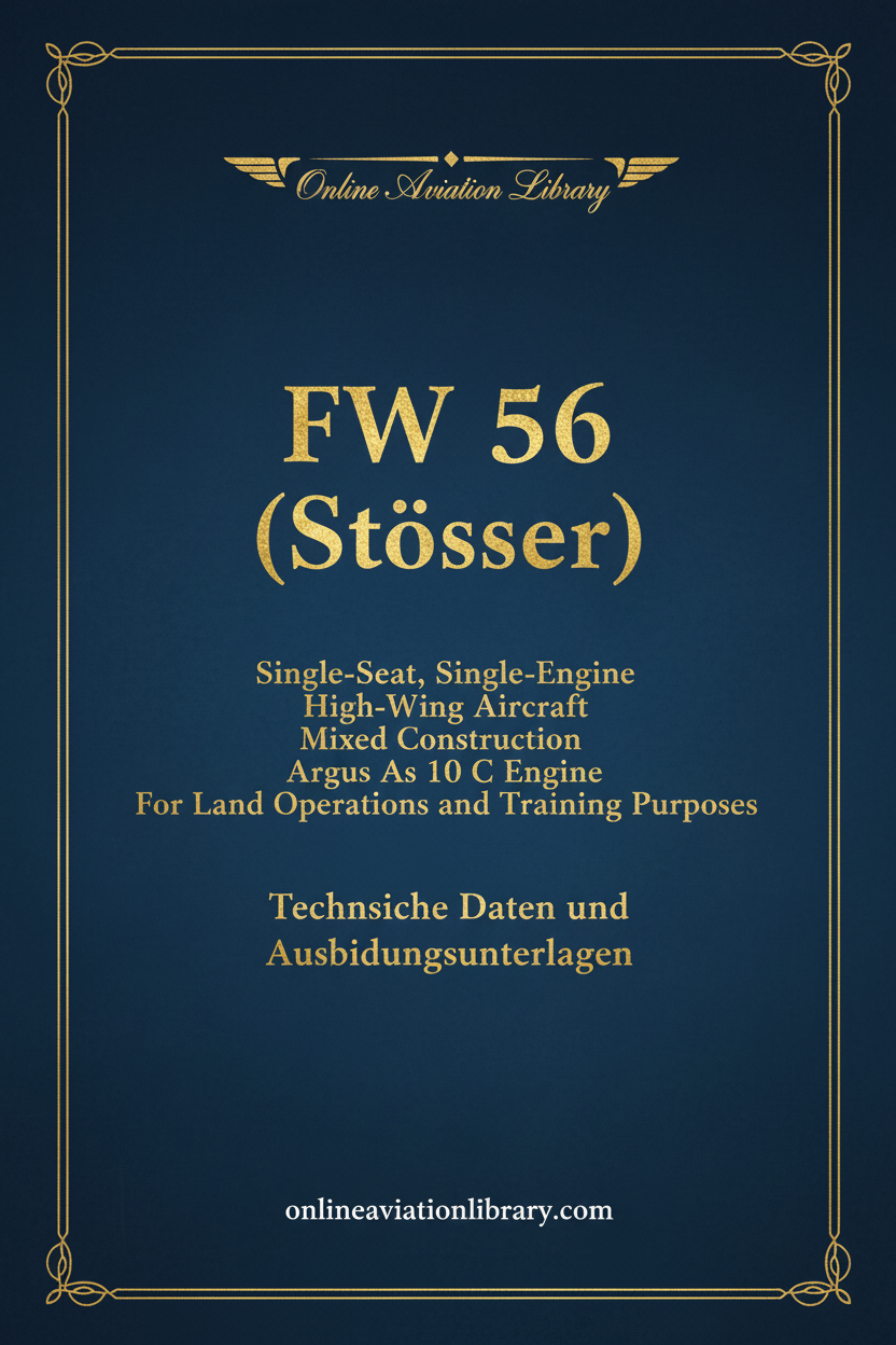 Focke-Wulf Fw 56 Stösser Technical Data Cover Page