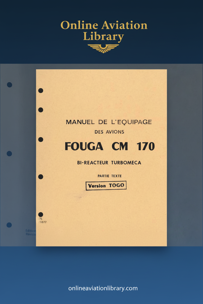 Fouga CM 170 Manuel de l'Equipage Partie Texte Standard Cover Page