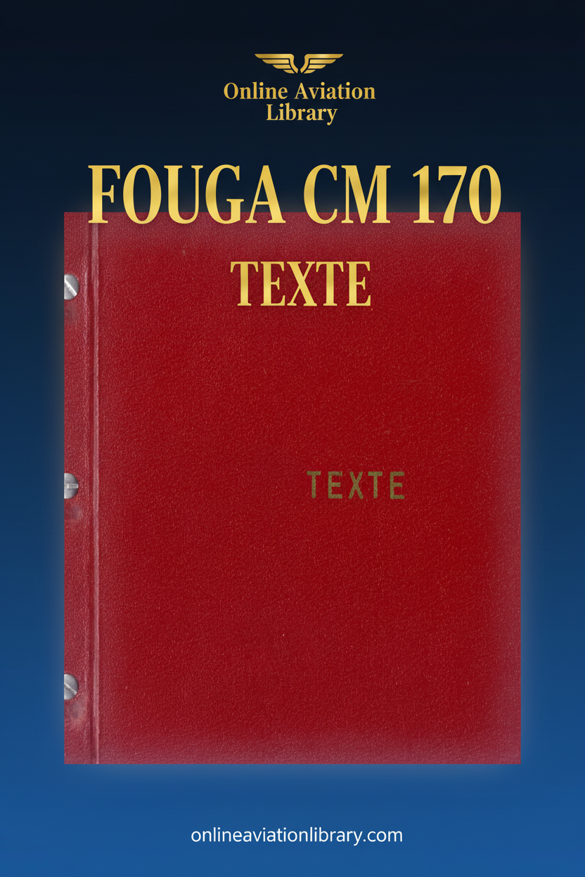 Fouga CM 170 TEXTE Standard Cover Page