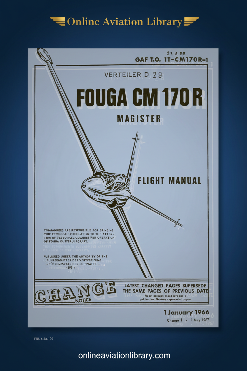 Fouga CM 170R Magister Flight Manual Standard Cover Page