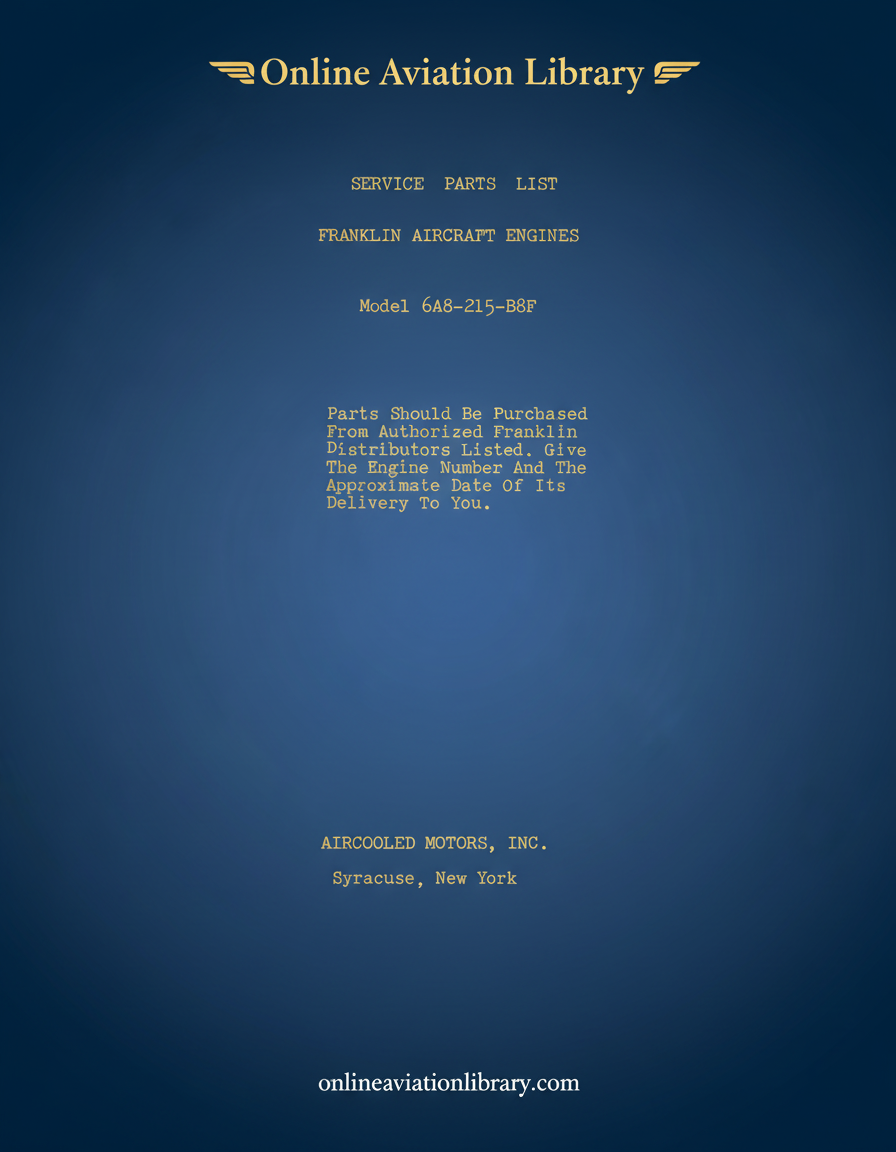 Franklin 6A8-215-B8F Service Parts List Cover