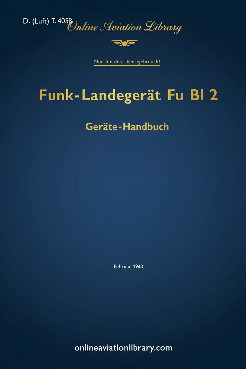 Fu Bl 2 Radio Landing Equipment Manual Cover Page