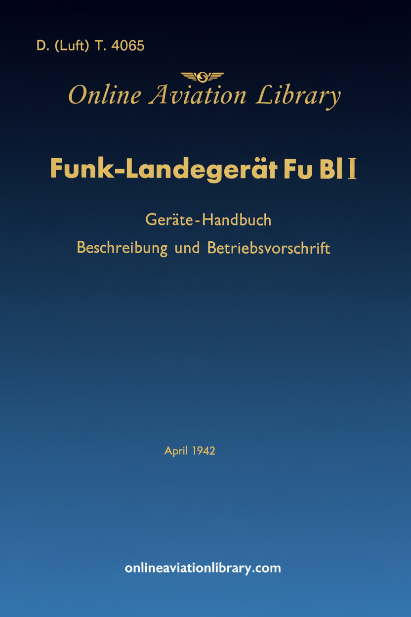 Fu Bl I Radio Landing Equipment Manual Cover Page