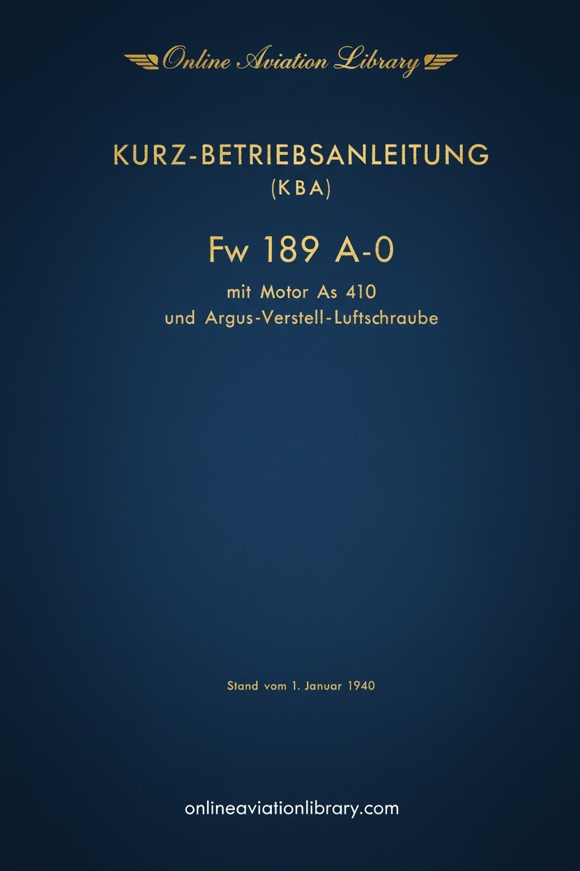 Fw 189 A-0 Kurz-Betriebsanleitung Cover