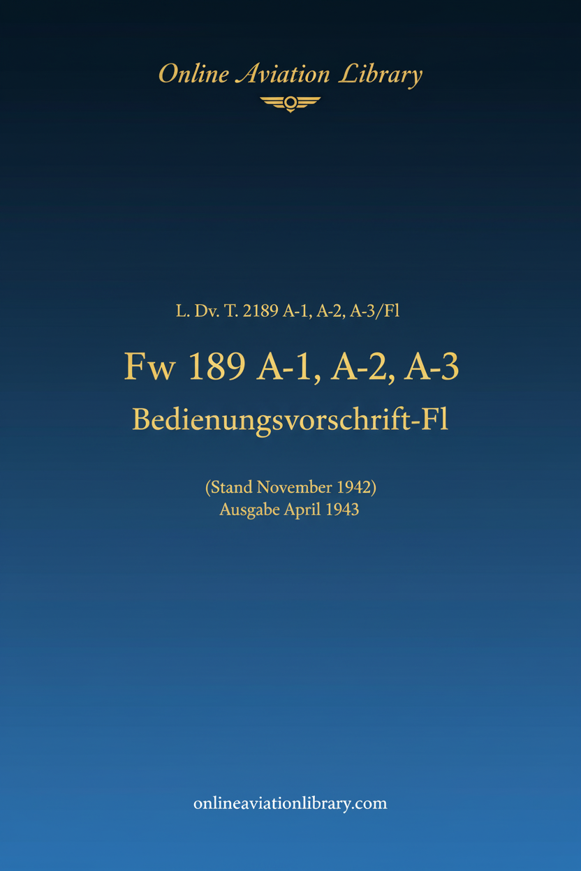 Fw 189 A-1, A-2, A-3 Bedienungsvorschrift-Fl Cover