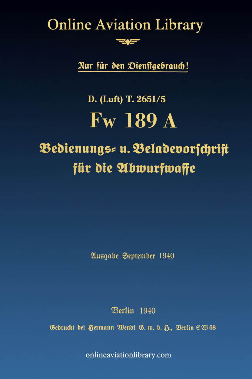 Fw 189 A Bedienungs- u. Beladevorschrift Cover