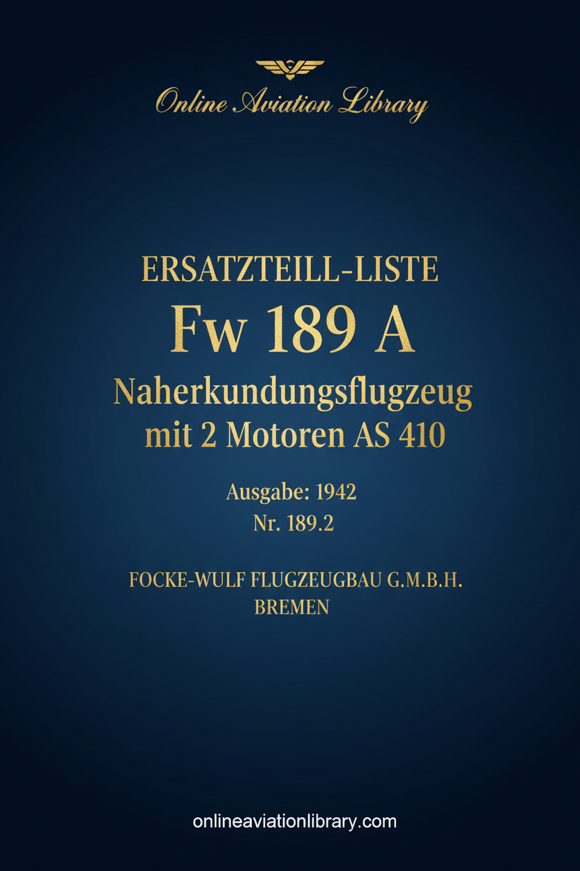 Fw 189 A Ersatzteilliste Cover