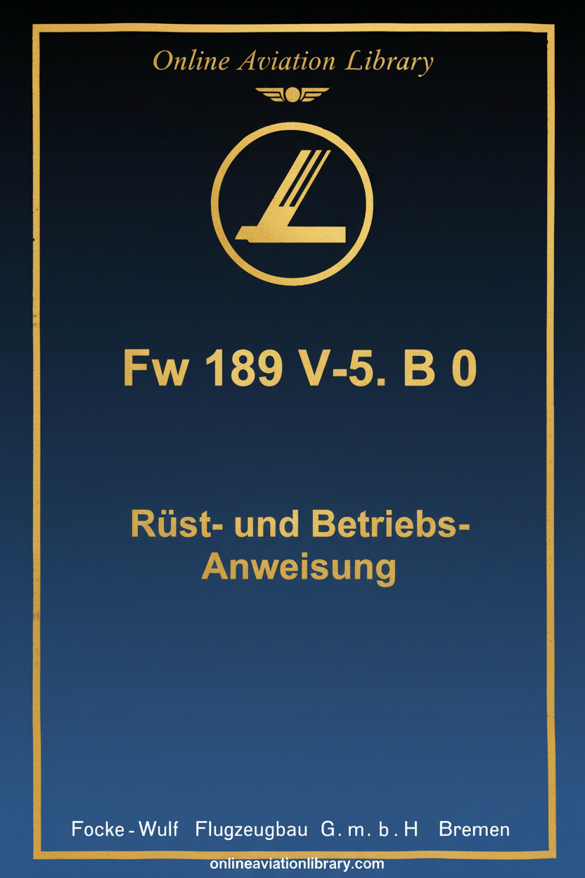 Fw 189 V-5. B 0 Rüst- und Betriebs-Anweisung Cover