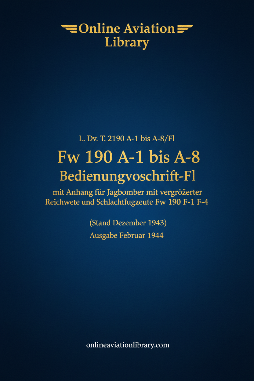 Fw 190 A-1 bis A-8 Bedienungsvorschrift Cover Page