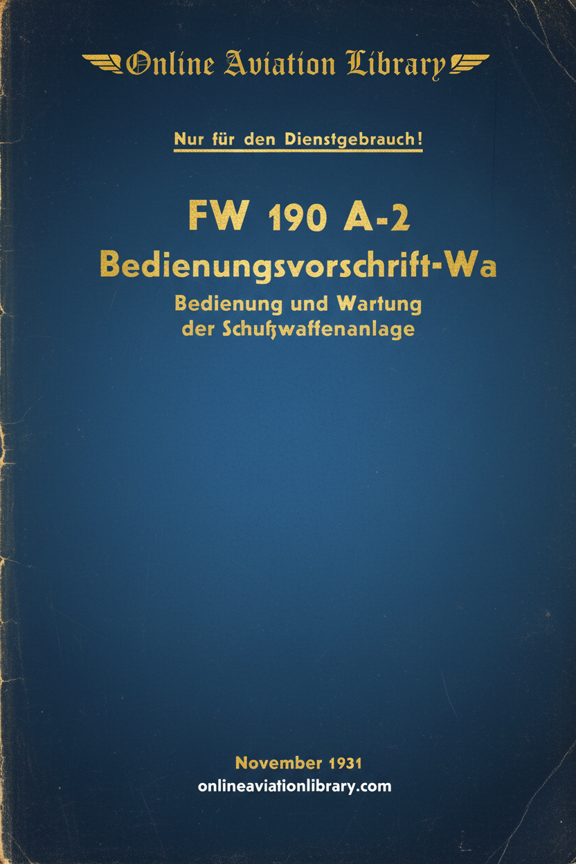 Fw 190 A-2 Bedienungsvorschrift-Wa Cover Page