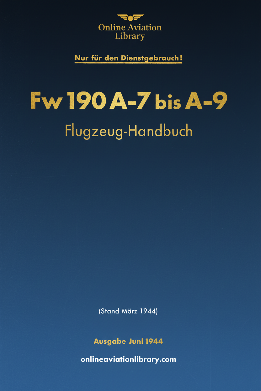 Fw 190 A-7 bis A-9 Flugzeug-Handbuch Cover Page