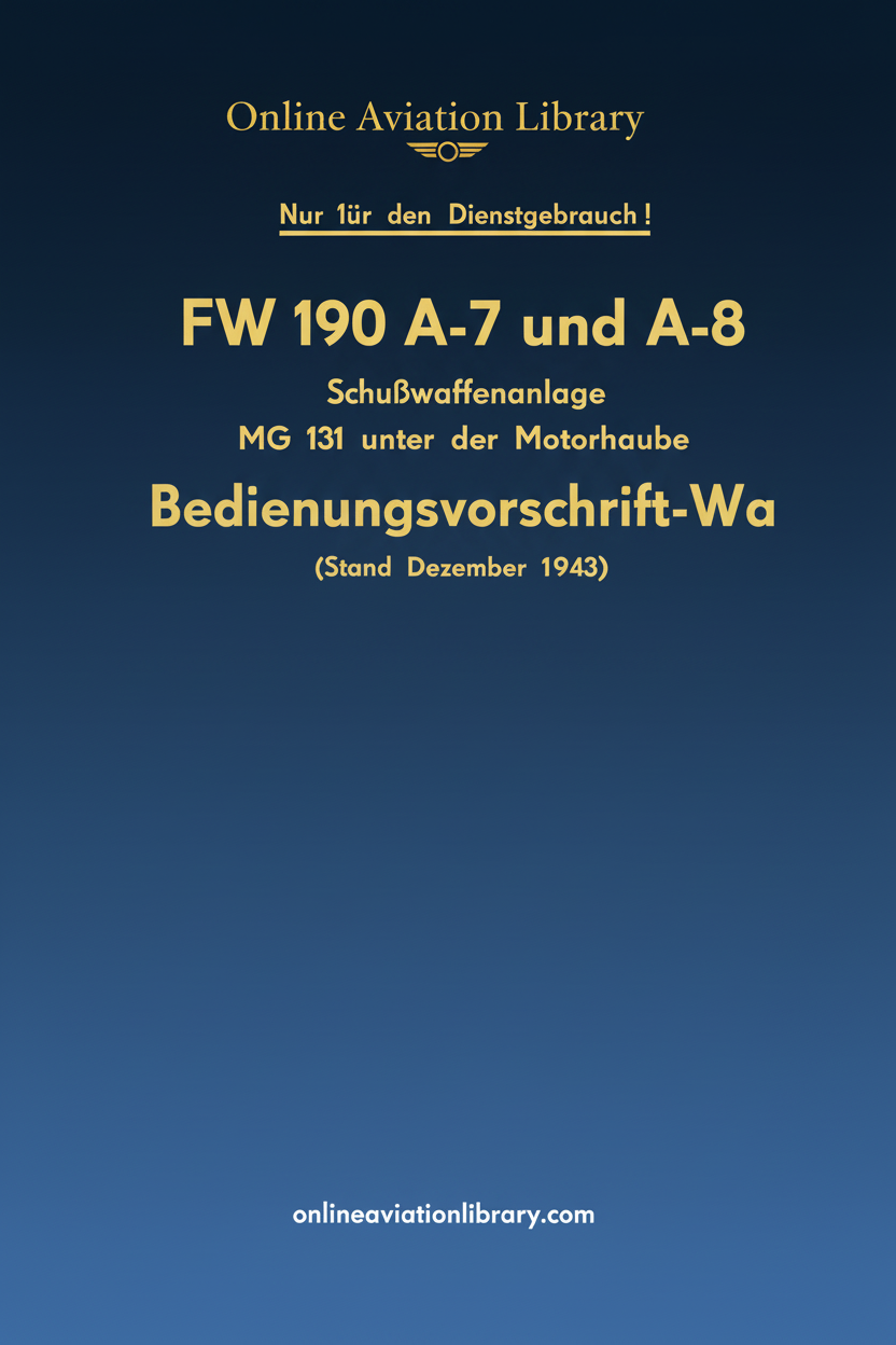 Fw 190 A-7 und A-8 Bedienungsvorschrift-Wa Cover Page