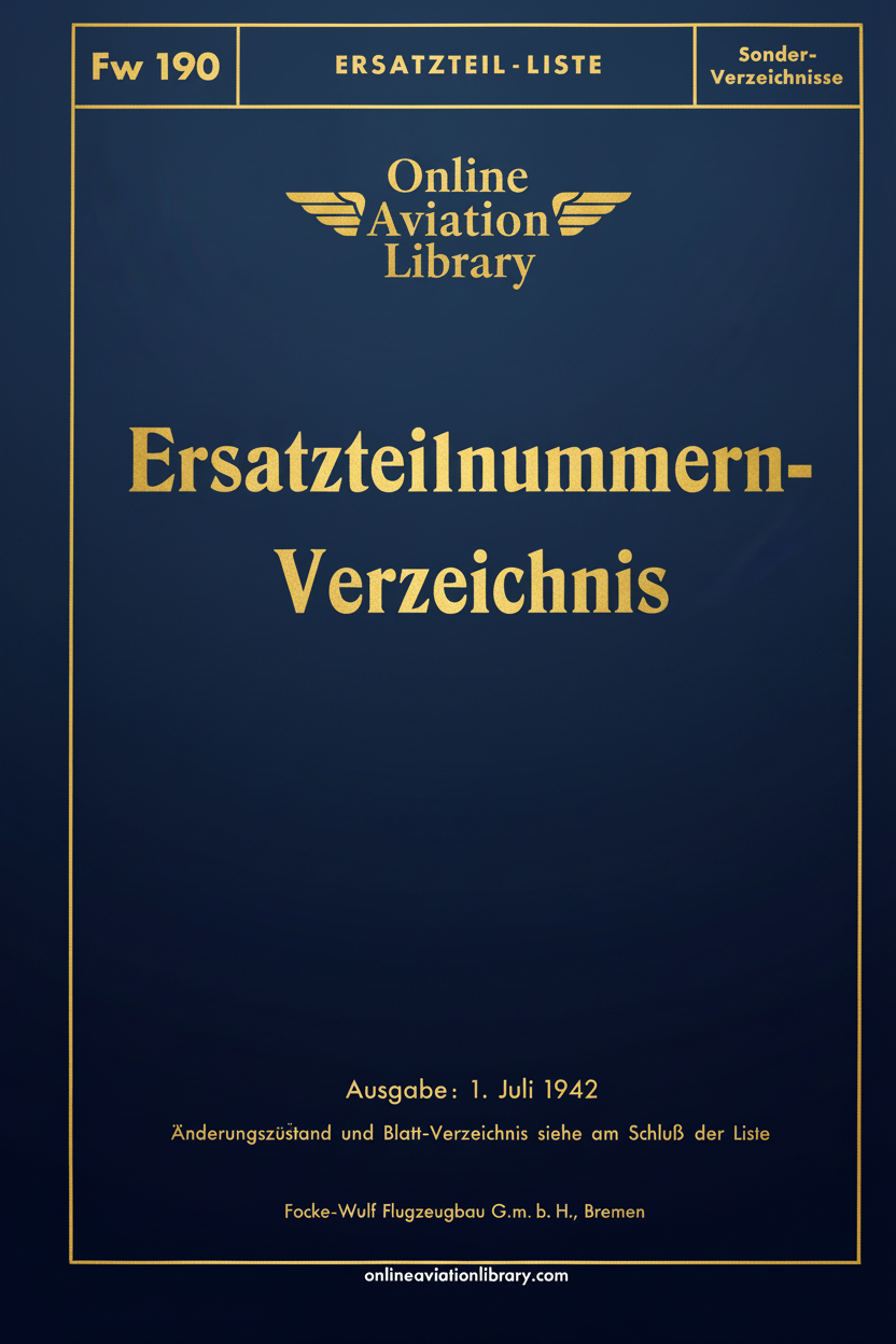 Fw 190 Ersatzteilnummern-Verzeichnis Cover Page