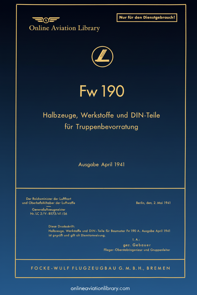 Fw 190 Halbzeuge, Werkstoffe und DIN-Teile Cover Page