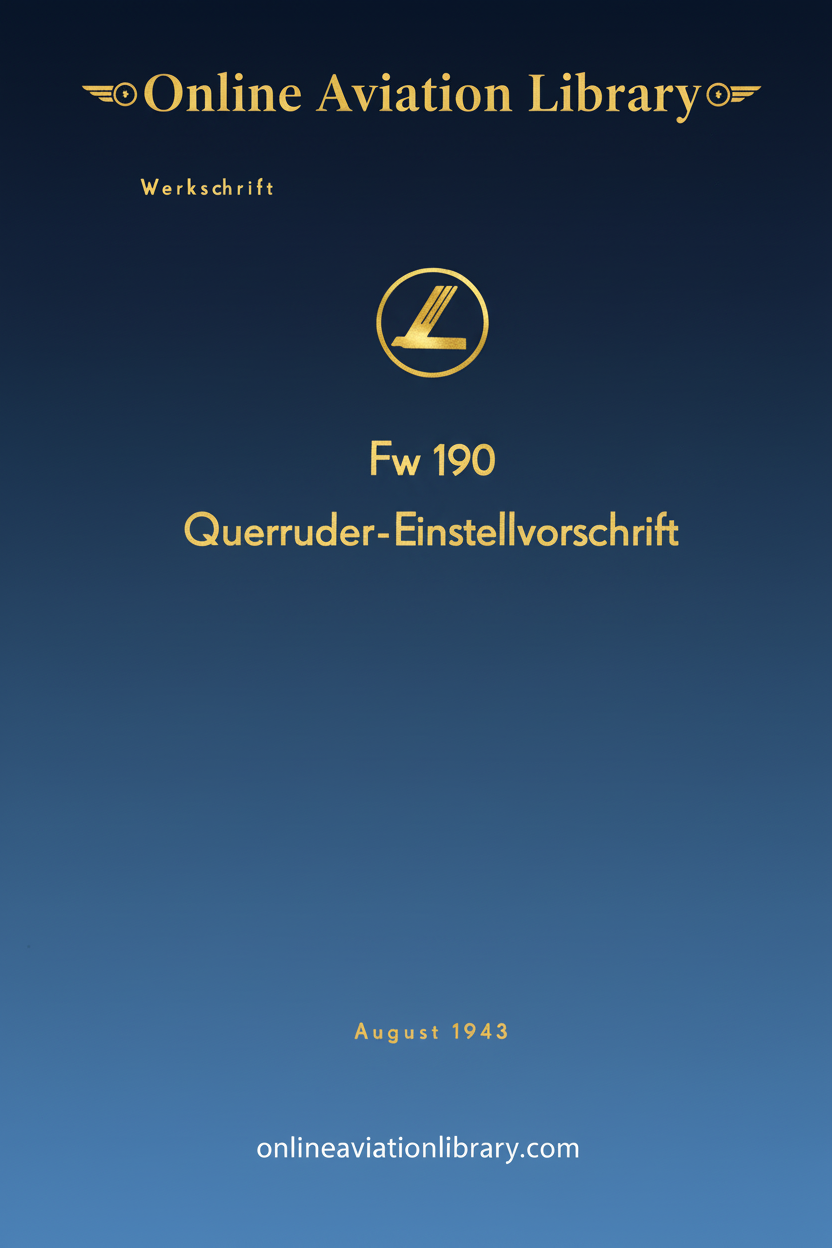 Fw 190 Querruder-Einstellvorschrift Cover Page