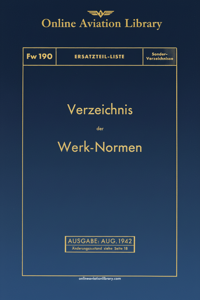 Fw 190 Verzeichnis der Werk-Normen Cover Page