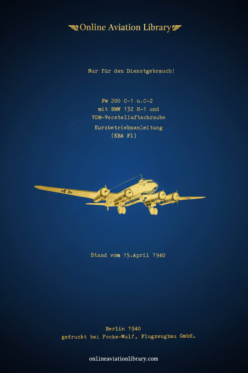 Fw 200 C-1 and C-2 Short Operating Instructions Manual Cover
