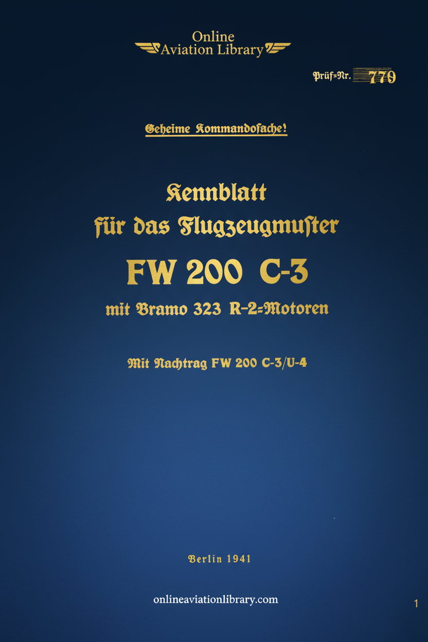 FW 200 C-3 Aircraft Identification Sheet Cover
