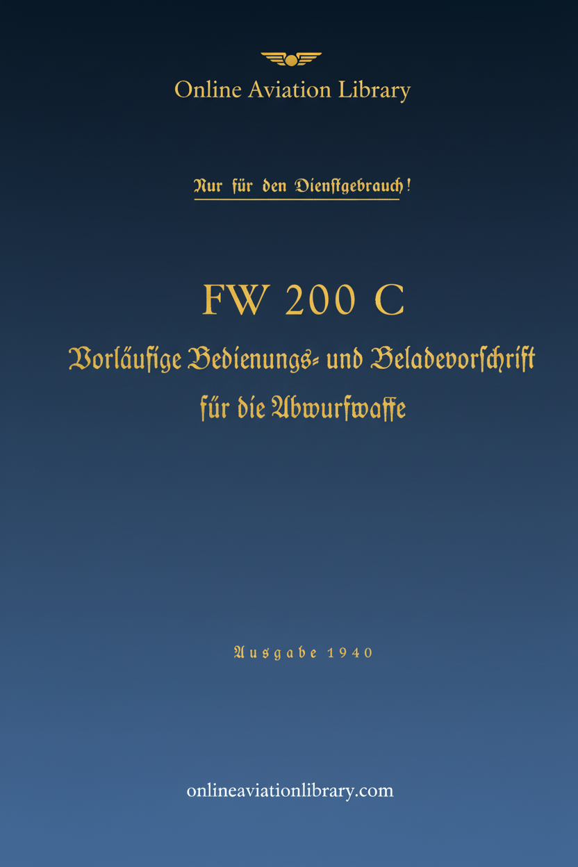 FW 200 C Bombing Operations Manual Cover