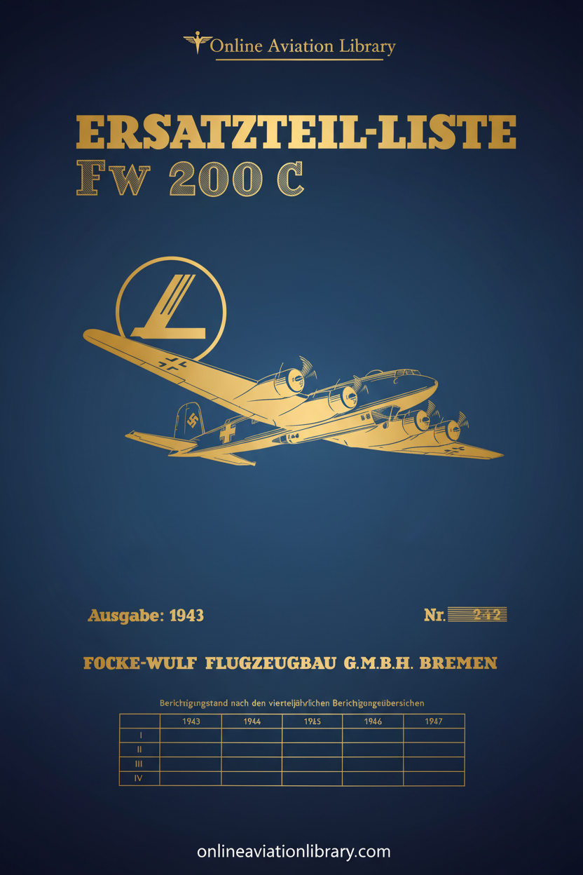 Fw 200 C Spare Parts List Manual Cover