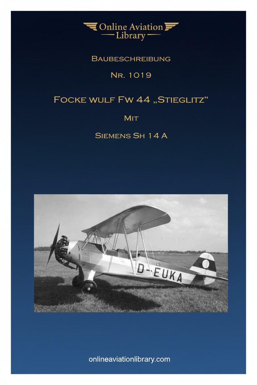 Fw 44 Stieglitz Baubeschreibung Nr. 1019 Cover Page
