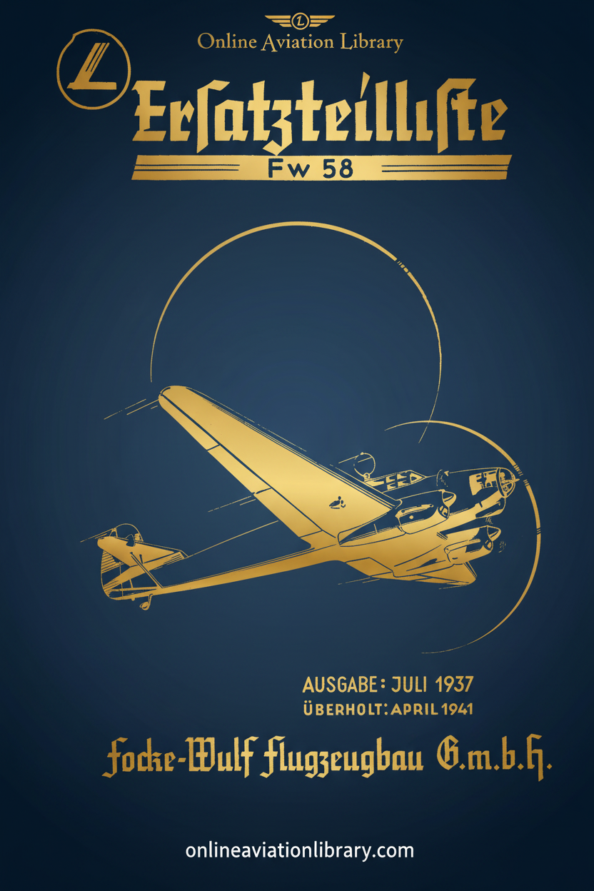 Fw 58 Ersatzteilliste Cover Page - Gold Aircraft