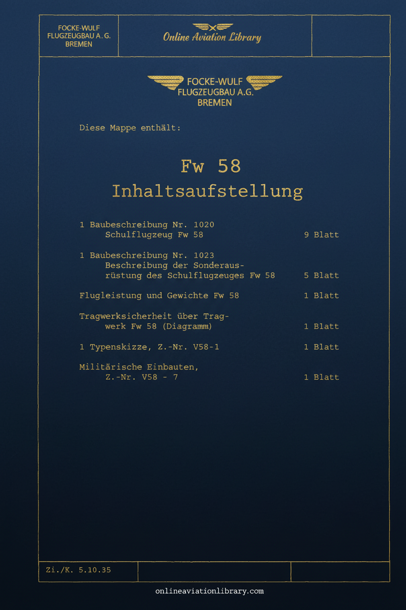 Fw 58 Inhaltsaufstellung Cover Page