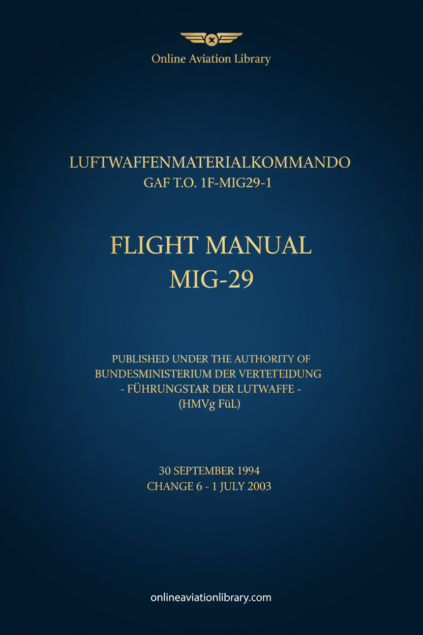 German Air Force MiG-29 Flight Manual Standard Cover Page