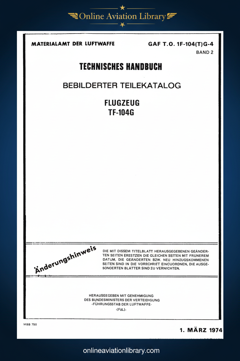 German Luftwaffe TF-104G Illustrated Parts Catalog Cover Page