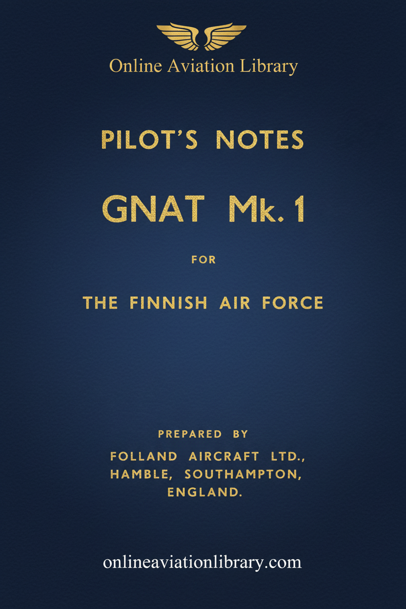 Gnat Mk. 1 Finnish Air Force Pilot's Notes Standard Cover Page