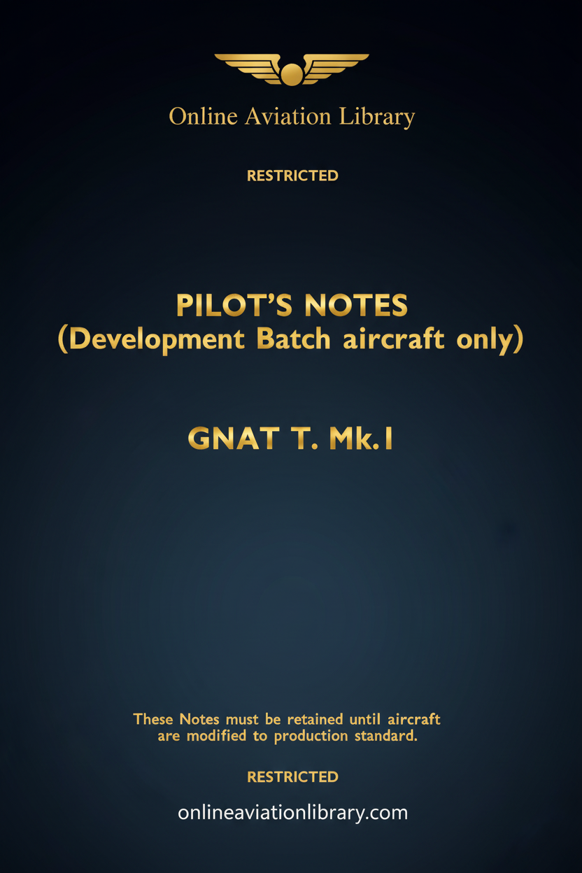 Gnat T. Mk.1 Pilot's Notes Standard Cover Page