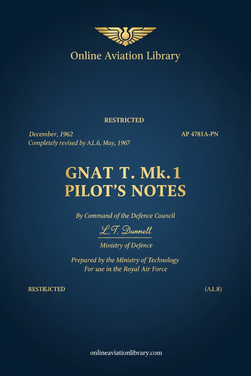 Gnat T. Mk.1 Pilot's Notes Standard Cover Page