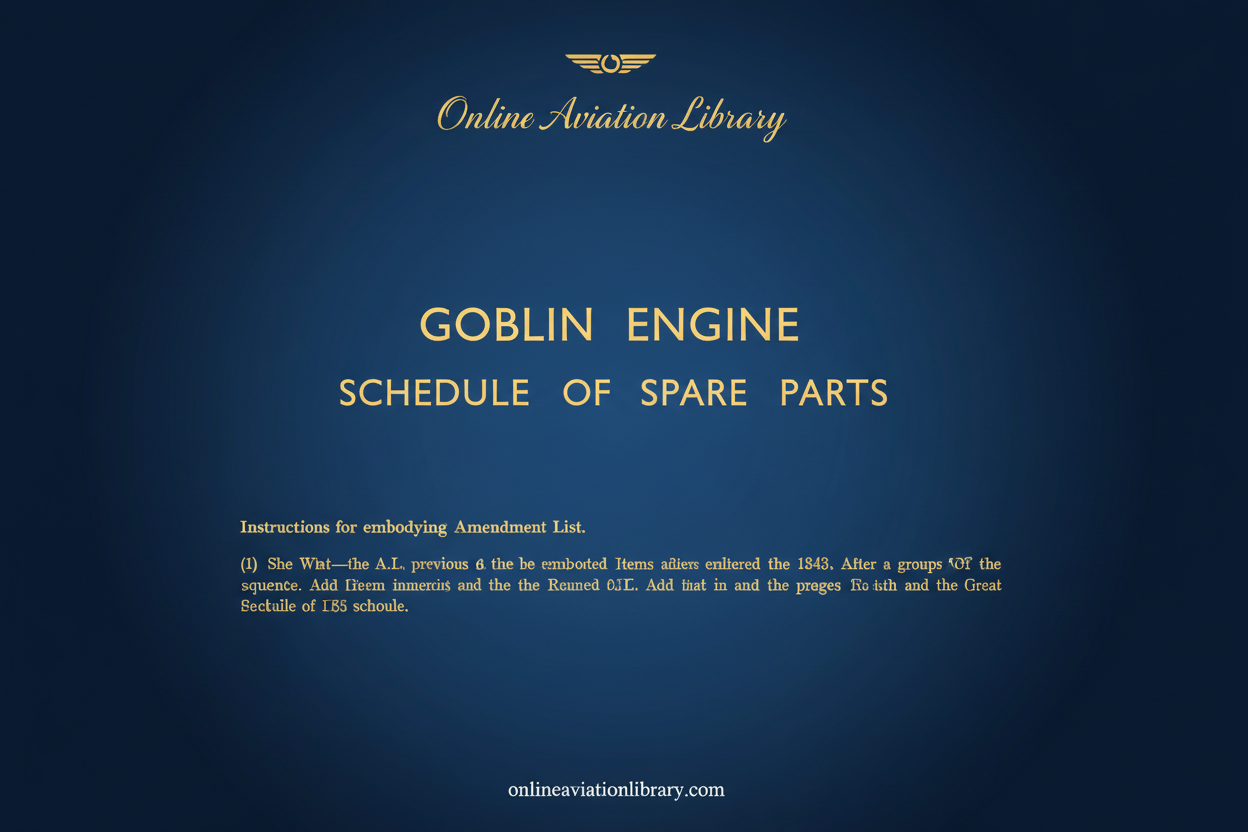 Goblin Engine Schedule of Spare Parts Cover Page