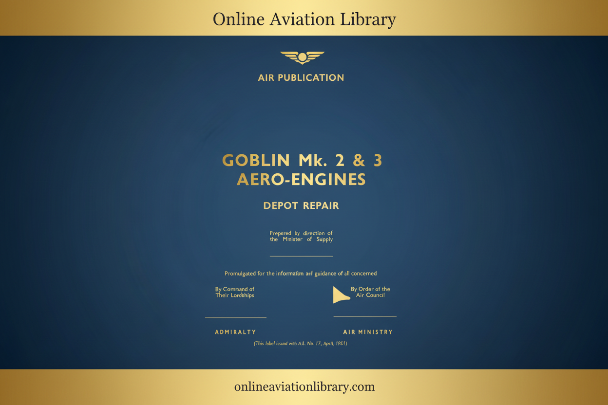 Goblin Mk. 2 & 3 Aero-Engines Depot Repair Cover Page