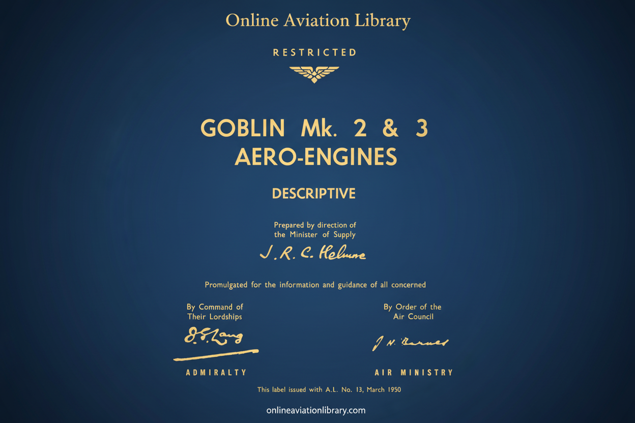 Goblin Mk. 2 & 3 Aero-Engines Descriptive Cover Page