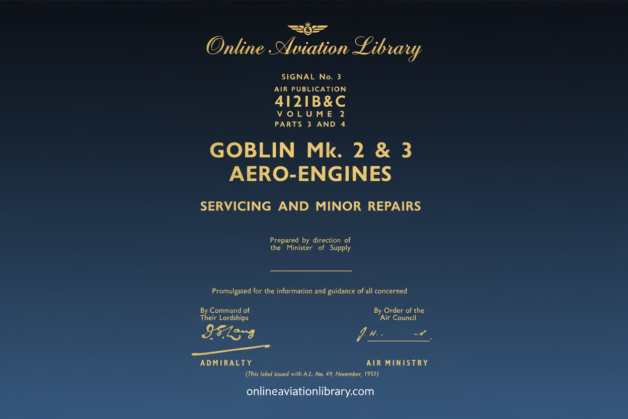 Goblin Mk. 2 & 3 Aero-Engines Servicing and Minor Repairs Cover Page