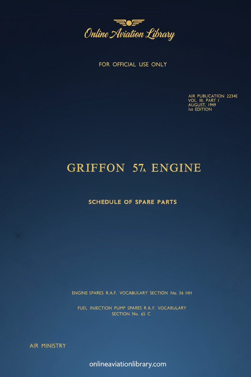 Griffon 57A Engine Schedule of Spare Parts Cover Page