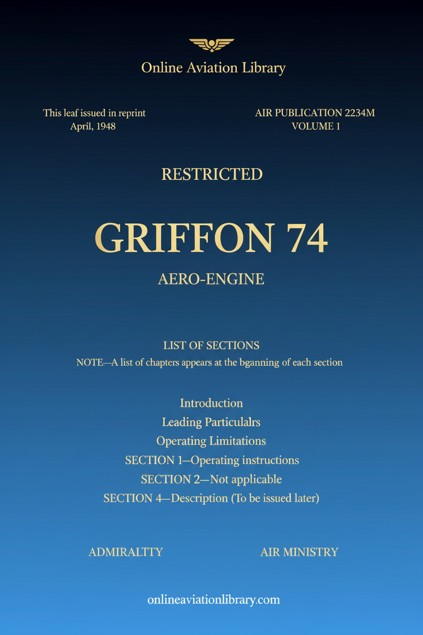 Griffon 74 Aero-Engine Manual Cover Page