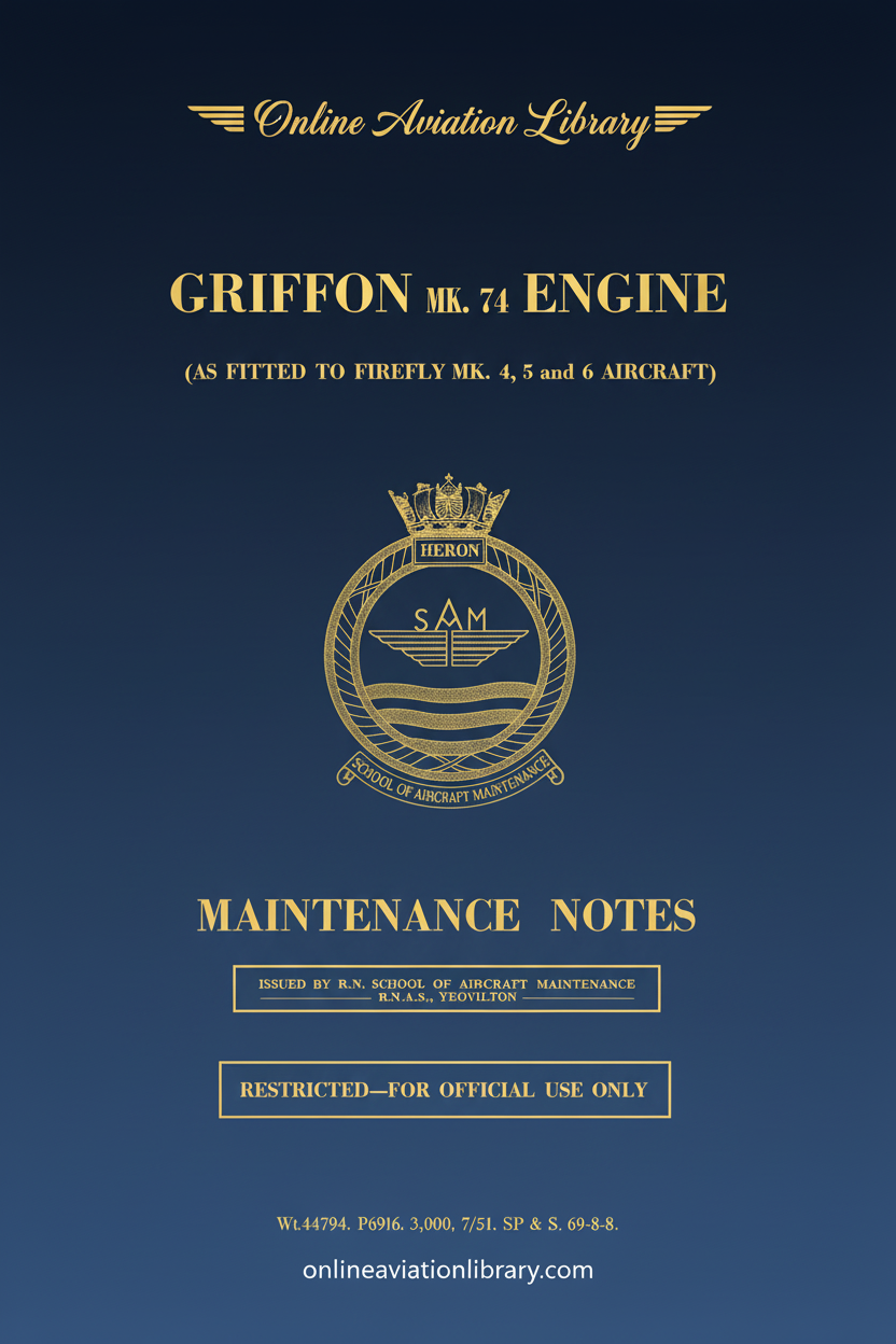 Griffon Mk. 74 Engine Maintenance Notes Cover Page