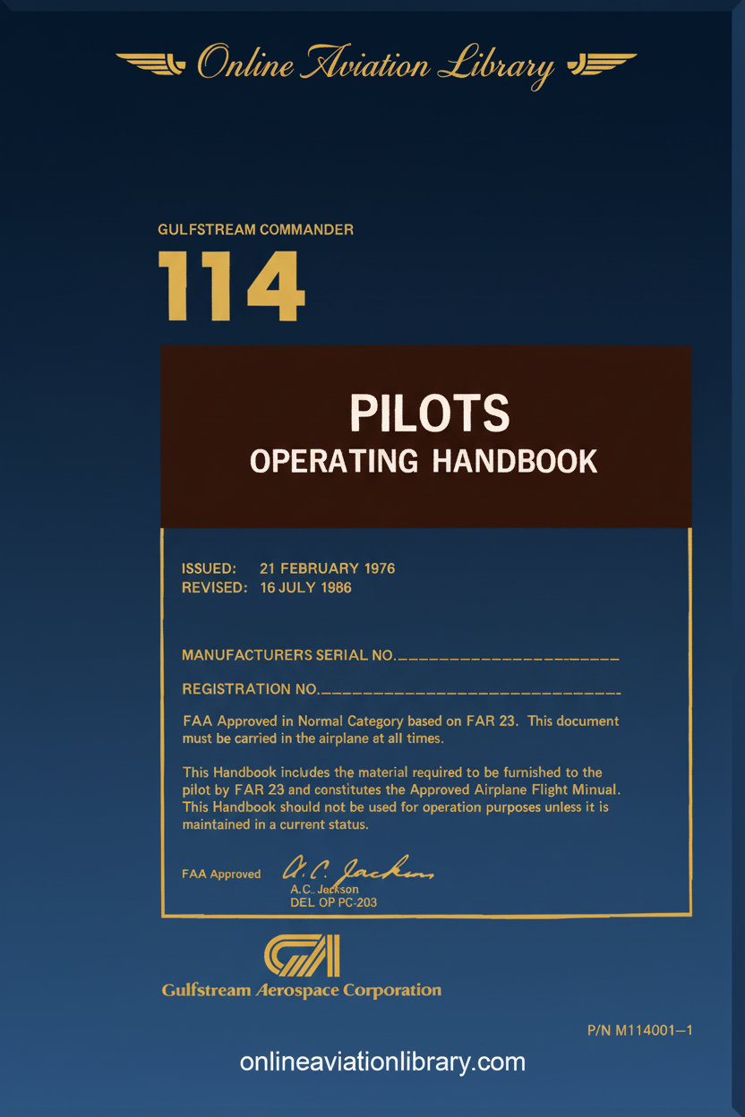 Gulfstream Commander 114 Manual Cover Page