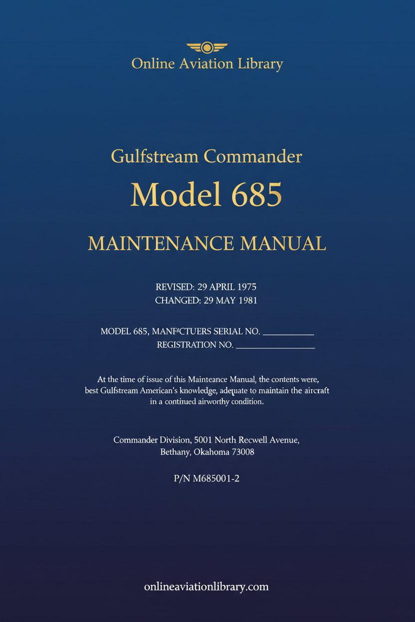Gulfstream Commander Model 685 Standard Cover Page