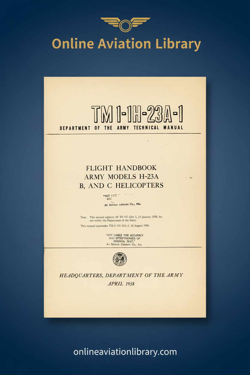 H-23A Flight Handbook Standard Cover Page 2