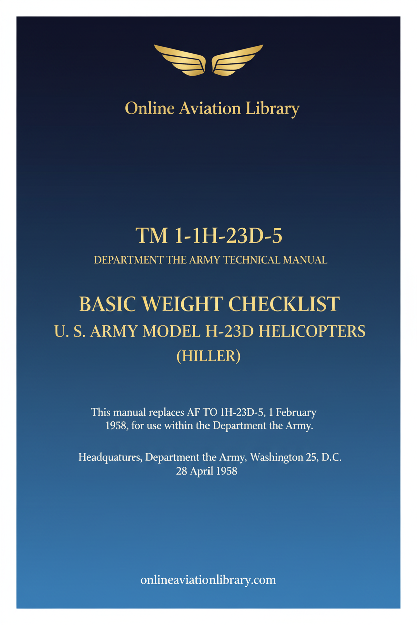 H-23D Basic Weight Checklist Standard Cover Page
