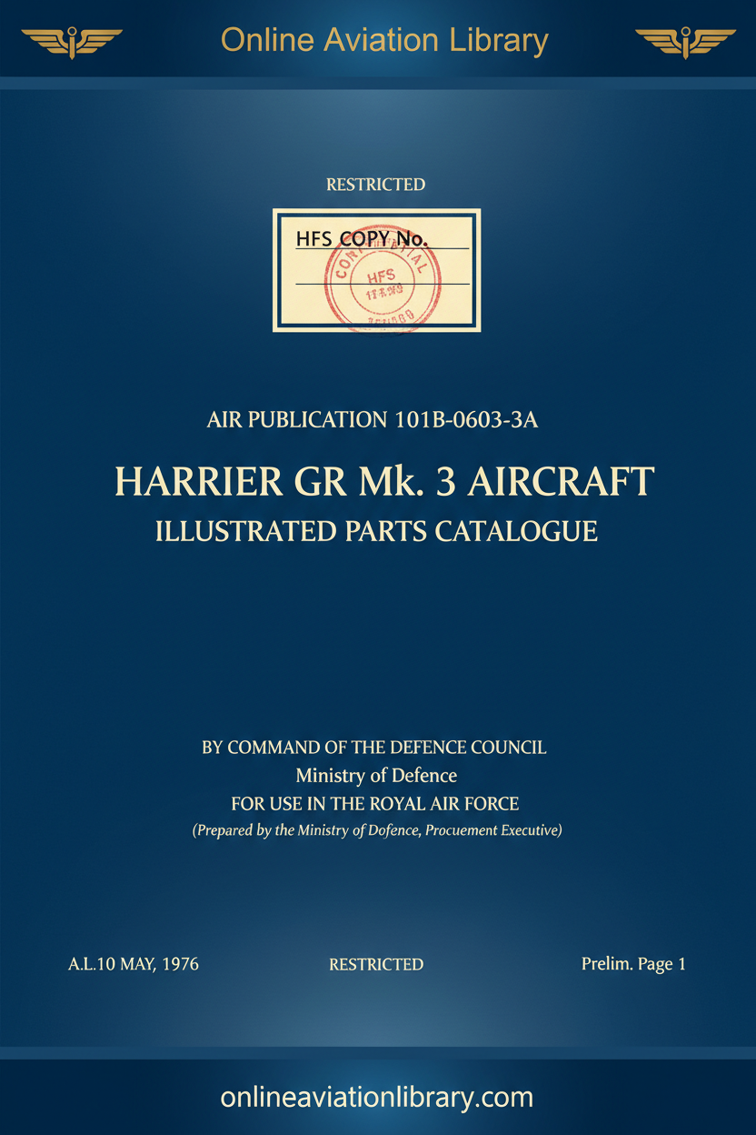 Harrier GR Mk 3 Illustrated Parts Catalogue Cover