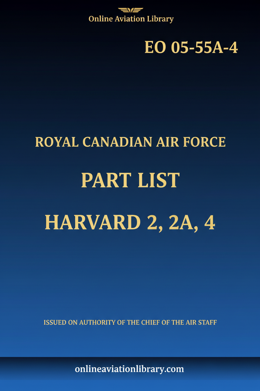 Harvard 2, 2A, 4 RCAF Part List Standard Cover Page