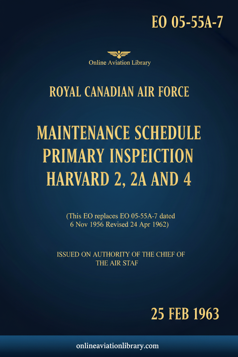 Harvard 2, 2A and 4 RCAF Maintenance Schedule Primary Inspection Standard Cover Page