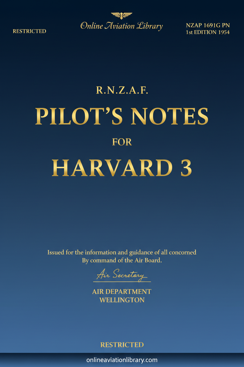 Harvard 3 RNZAF Pilot's Notes Standard Cover Page