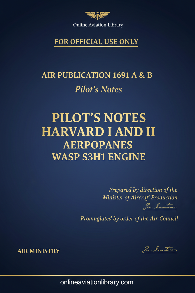 Harvard I and II RAF Pilot's Notes Standard Cover Page